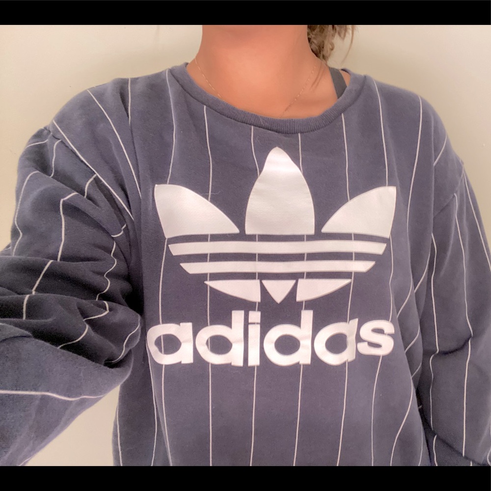 vintage striped adidas crewneck